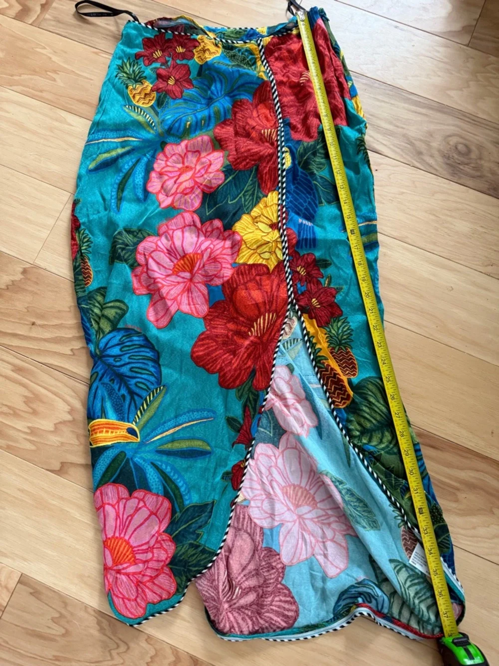 FARM Rio for Anthropologie bold tropical floral wrap style long skirt size small - Picture 7 of 9